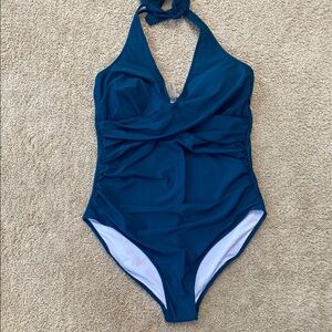 Teal Halter One-Piece Swimsuit